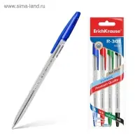 Набор шариковых ручек ErichKrause R=301 Classic Stick, 4 цвета, узел 1 мм, прозрачный корпус