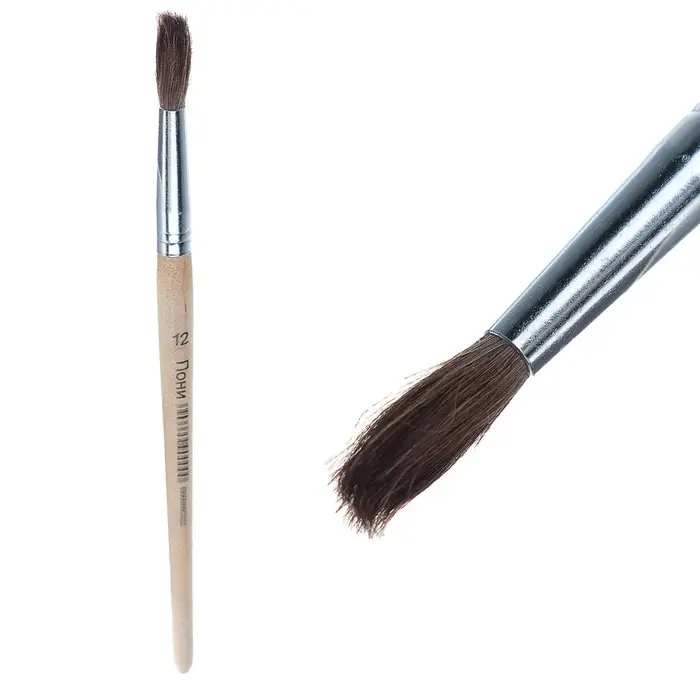 Кисть для рисования, пони, № 12, круглая, деревянная ручка, международный размер