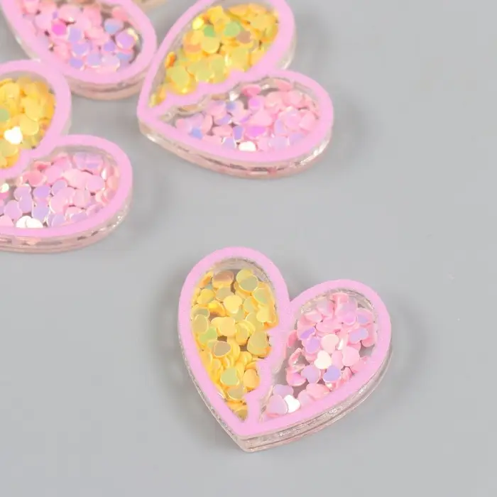 Декоративный элемент для творчества шейкер «Арт Узор. Сердечко с глиттером», акрил, 0.5×3.1×2.8 см