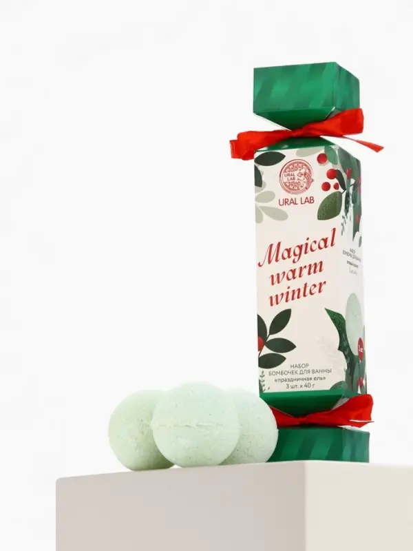 Бомбочки для ванны Magical warm winter, набор 3 шт. &times; 40 г, праздничная ель, URAL LAB