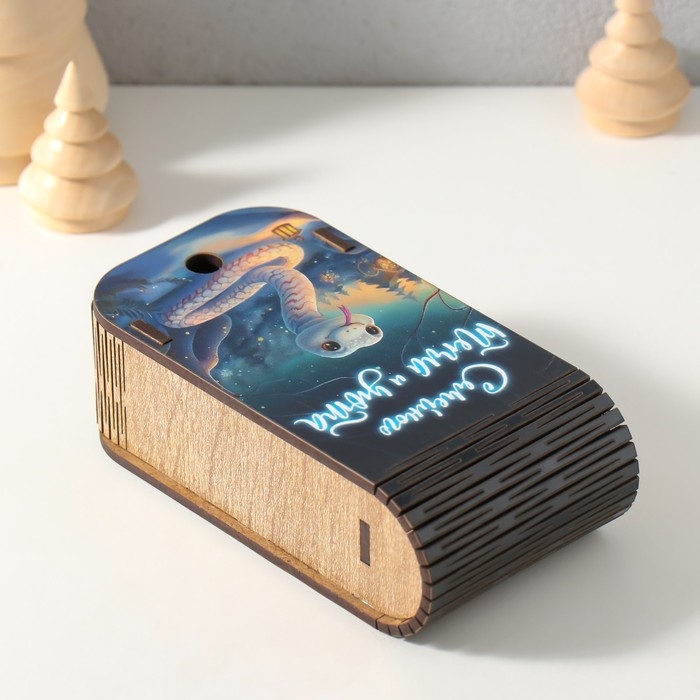 Новогодняя шкатулка-книга  Новогодняя шкатулка-книга "Змея. Семейного тепла" 13х7х4 см