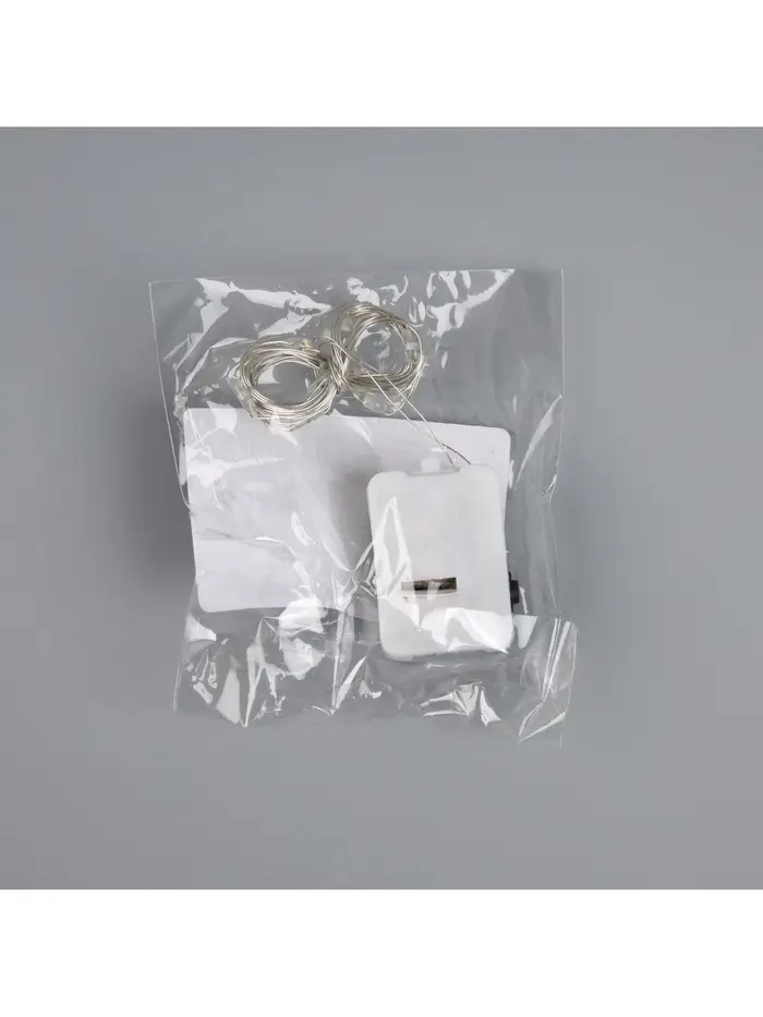 Гирлянда &laquo;Нить&raquo; 1 м роса. IP20, нить серебристая, 10 LED, 4.6 В, AG13&times;3 (в комплекте), 3 режима, свечение синее