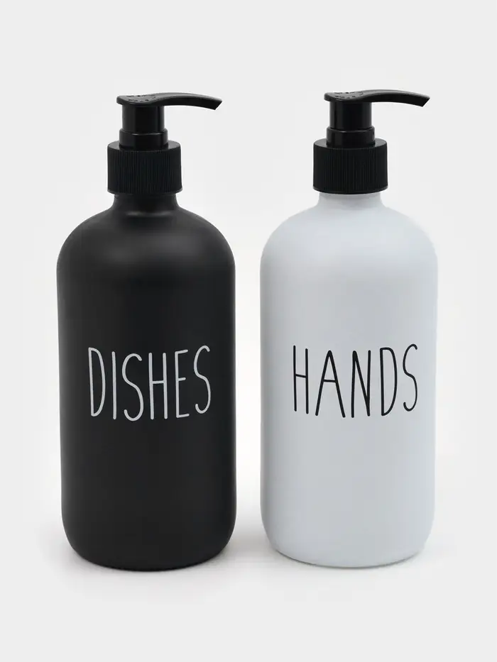 Набор дозаторов для мыла и моющего средства, 500 мл, стекло, чёрный, белый