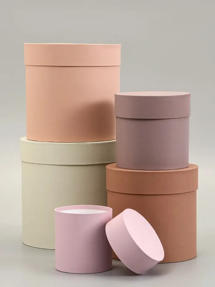 Набор круглых коробок 5 в 1 &laquo;Нюд&raquo;, 20&times;20&times;20 - 11&times;11&times;11 см