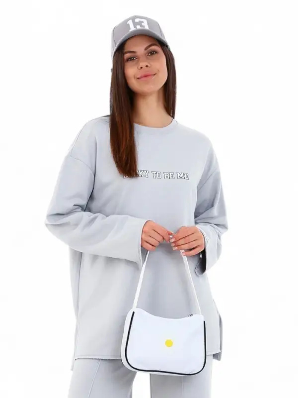 Сумка молодёжная на молнии, с принтом, 24&times;6.5&times;17 см, белая