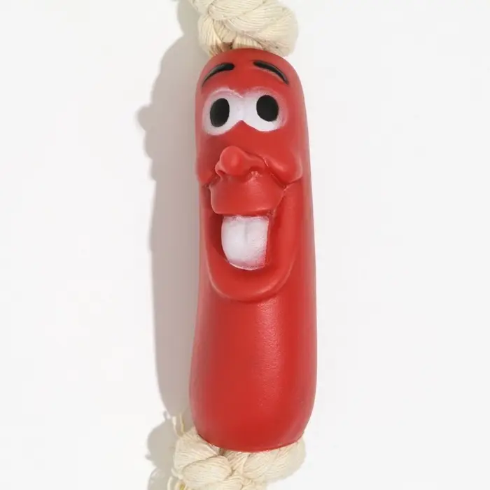 Игрушка для собак &laquo;Весёлая сосиска на верёвке&raquo;, 14 см