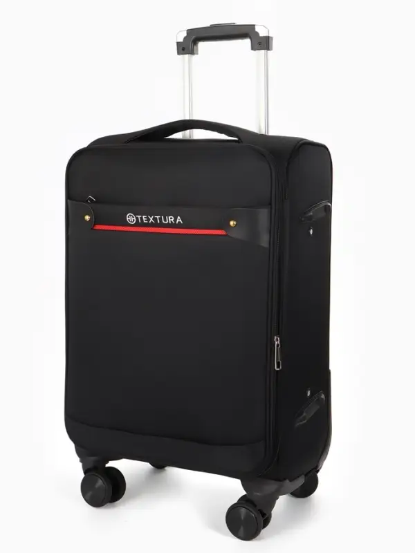 Чемодан 20",Текст,36*25*58,отд на молнии,1 нар/карм, увелич,код замок,4 колеса, черный