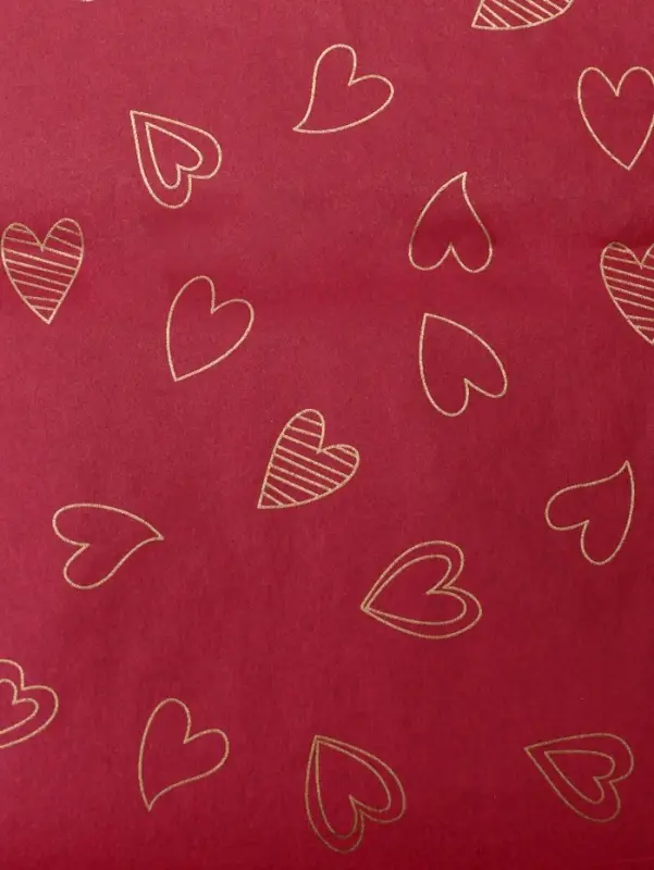 Бумага упаковочная тишью, «Сердечки», 50 см × 70 см 17 грамм, винная