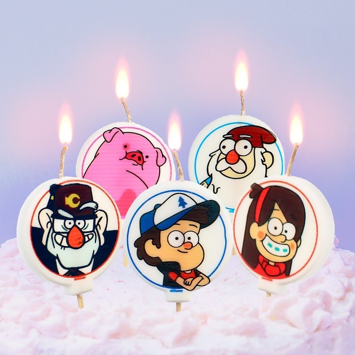 Свеча для торта Свеча для торта "С Днем Рождения!", 5 штук, Гравити Фолз