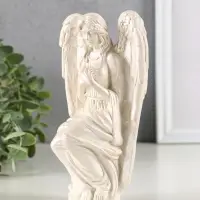 Фигура гипс "Ангел Равена" 16х9 см, перламутр