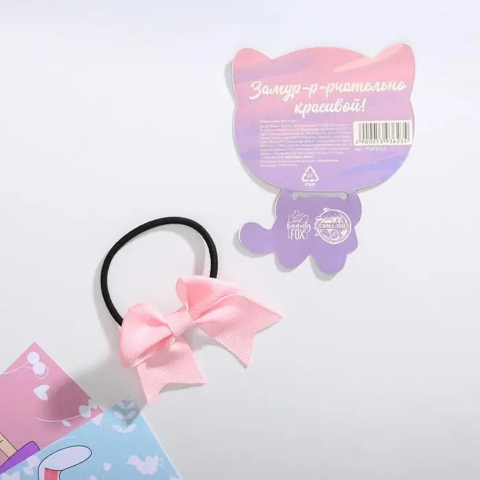 Резинка для волос с бантом «Котик» 9,5 х 8 см