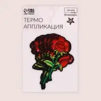 Термоаппликация «Роза», с пайетками, 9×5 см, красная