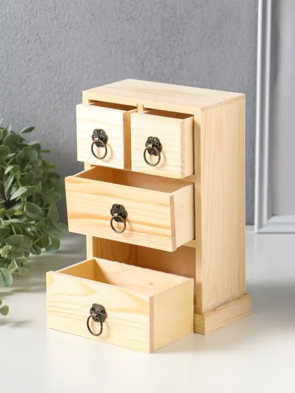 Шкатулка для росписи дерево &laquo;Комод 4 ящика&raquo;, для творчества, декора, 22&times;15&times;8.2 см