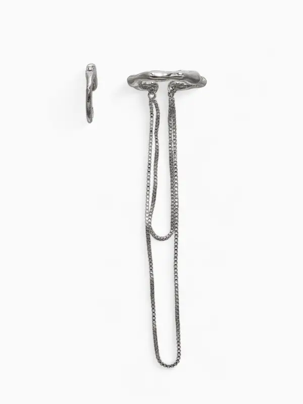 Серьги "Каффы" набор 2 шт., водопад и стразы, цвет серебро