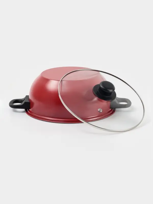 Набор посуды Promo Stone violet: кастрюля 3 л, d=24 см, ковш 1.3 л, сковорода d=24 см, крышки 2 шт., антипригарное покрытие, бордовый