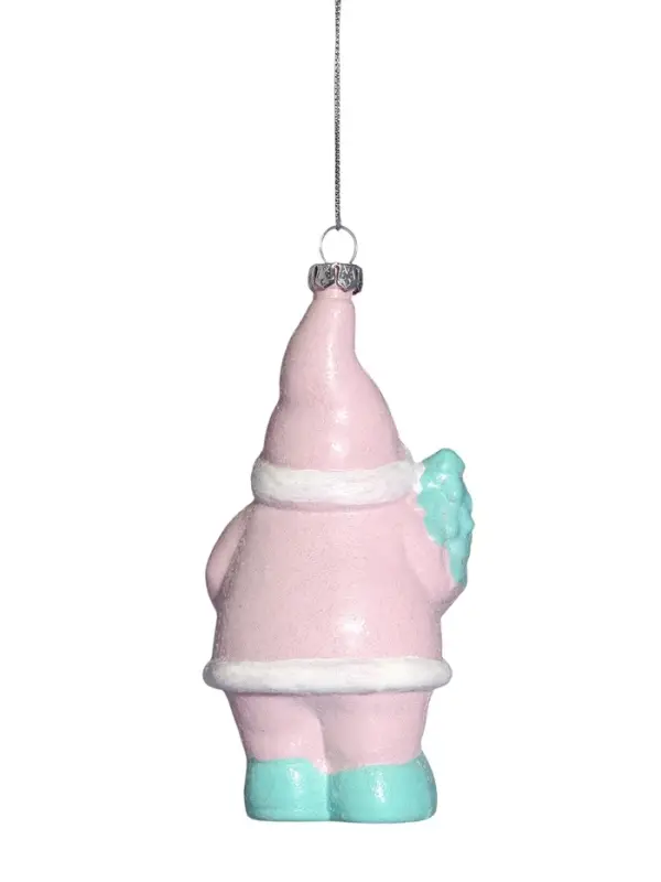 Ёлочная игрушка &laquo;Блеск праздника. Дед Мороз с ёлкой&raquo;, 13.5&times;7.5 см, розово-зелёная