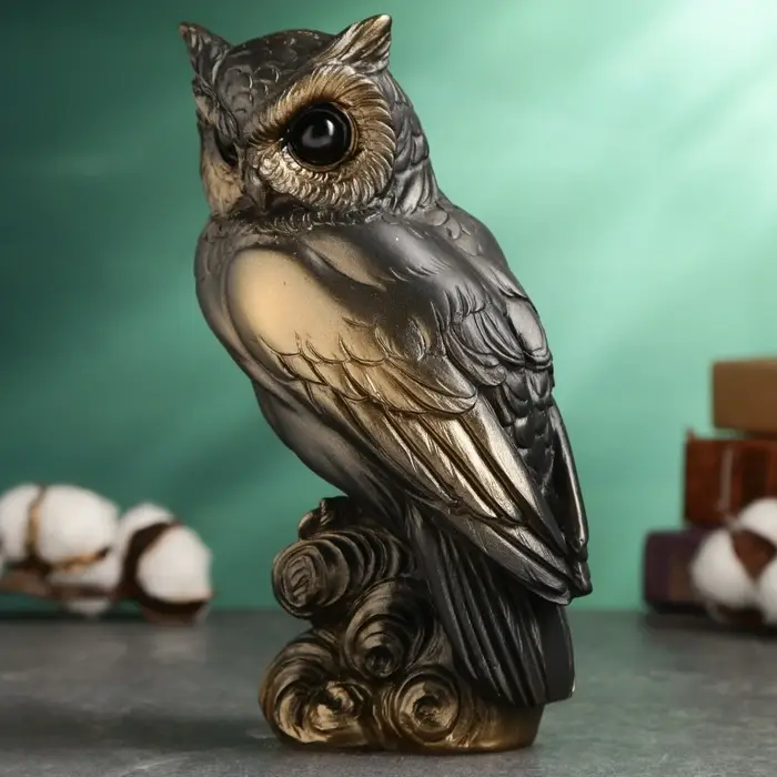 Фигурка гипс &laquo;Сова&raquo;, бронза, 10&times;22&times;8 см