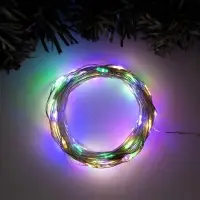 Гирлянда &laquo;Нить&raquo; 10 м, роса, IP20, серебристая нить, 100 LED, свечение мульти, 12 В