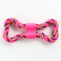 Игрушка витая из резины и каната &laquo;Мегакость&raquo;, 19.5 см, розовая