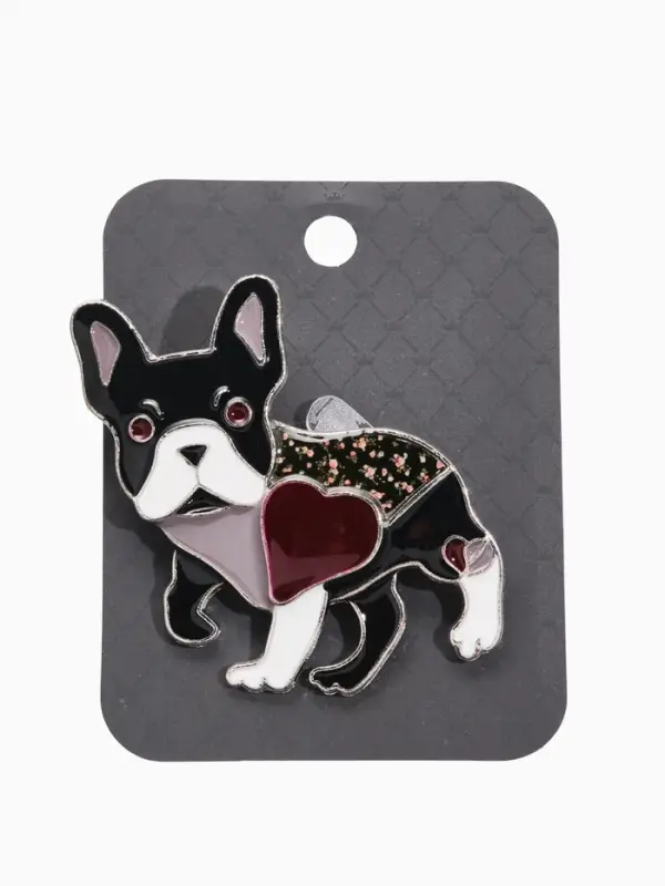 Брошь &laquo;Французский бульдог с сердечком&raquo;, разноцветная в серебре