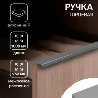 Ручка профильная мебельная торцевая CAPPIO RT001, L=1000 мм, м/о 960 мм, графит