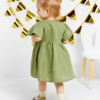 Платье детское Крошка Я Linen, р. 86-92, зеленый