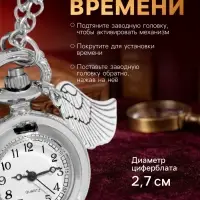 Часы - кулон карманные &laquo;Снитч&raquo;, кварцевые, на цепочке, диаметр циферблата 2.7 см, под гравировку, серебряные