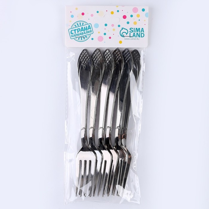 Вилки пластиковые, в наборе 6 шт., цвет серебро Вилки пластиковые, в наборе 6 шт., цвет серебро
