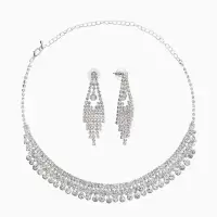 Набор 2 предмета: серьги, колье со стразами &laquo;Лёд&raquo;, d=13.5 см, белый в серебре