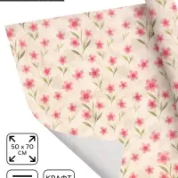 Бумага упаковочная крафт &laquo;Розовые цветы&raquo;, 50&times;70 см