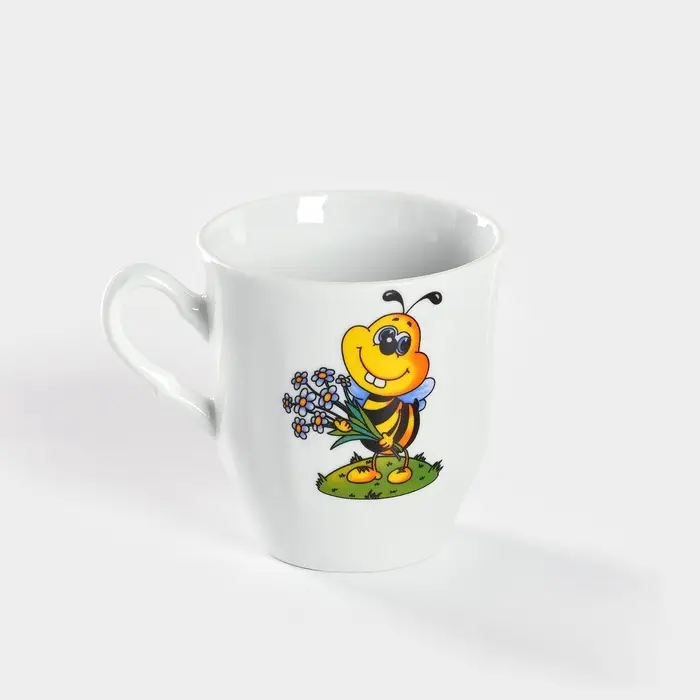 Кружка детская Добрушский завод &laquo;Школьная. Пчёлы&raquo;, 250 мл, фарфор, белая, рисунок МИКС