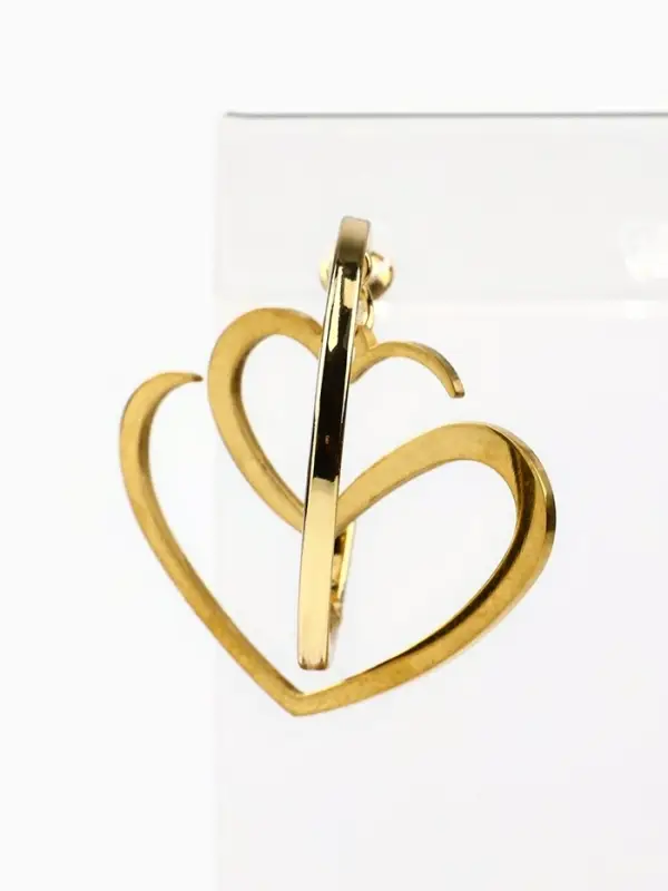 Серьги кольца с подвесом сердцем &laquo;Для нежного образа&raquo;, 3 см