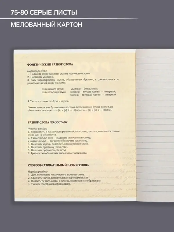 Тетрадь предметная 48 листов в линейку Calligrata «3D. Русский язык», серые листы Тетрадь предметная 48 листов в линейку Calligrata «3D. Русский язык», серые листы