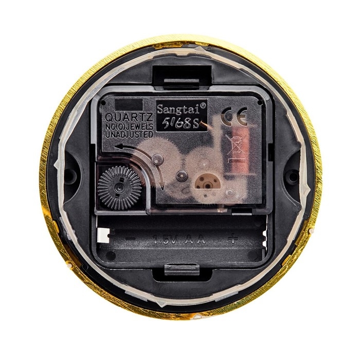 Вставка часы кварцевые, d-9 см, 1АА, плавный ход, золото