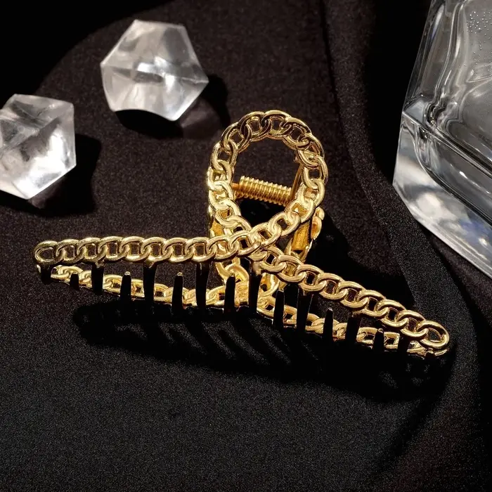 Крабик для волос &laquo;Дороти&raquo;, петелька, 7.7 см, золотистый