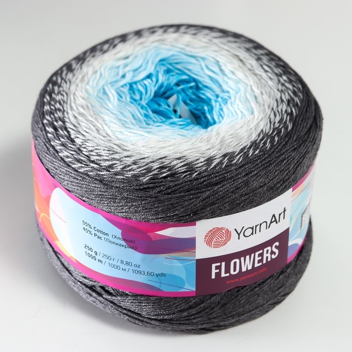 Пряжа  Пряжа "Flowers" 55% хлопок, 45% полиакрил 1000м/250гр (251 разноцветный)