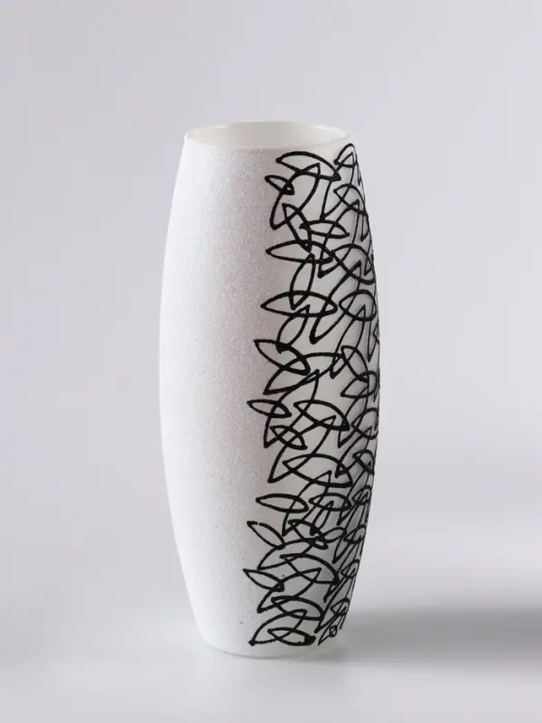 Ваза &laquo;Сфера&raquo;, листочки, h=26 см, стекло, белая