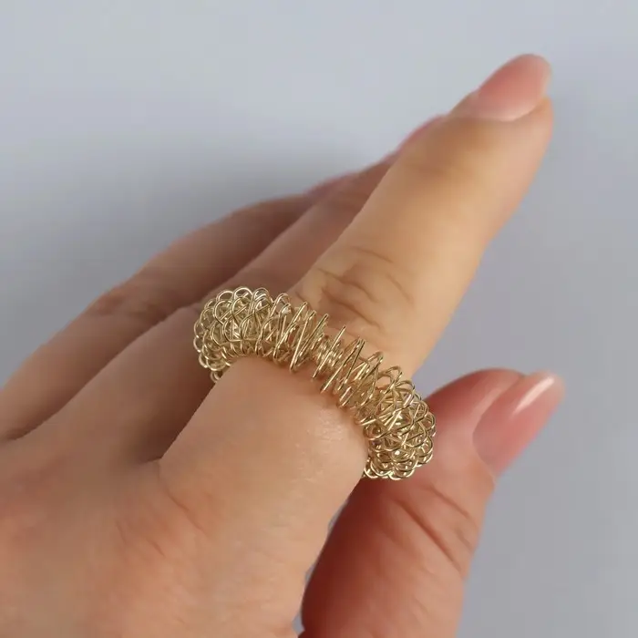 Массажёры для пальцев рук, d=3×0.8 см, 2 шт., цвет золотистый