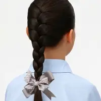 Бант для волос на резинке &laquo;Школьница&raquo;, звезда, 12 см, серый