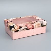 Коробка складная, крышка-дно, "Present", 21 х 15 х 7 см с окном