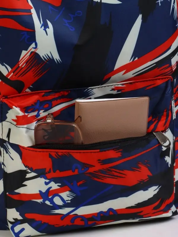 Рюкзак школьный на молнии, с карманами, с принтом, размер 29&times;12&times;42 см, синий/красный