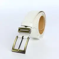 Ремень женский с винтом, 110&times;2.5 см, пряжка металл, золотистая, белый