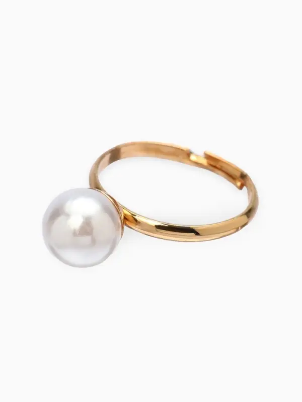 Кольцо &laquo;Выбражулька. Бусинка. Как у мамы&raquo;, белое в золоте, безразмерное