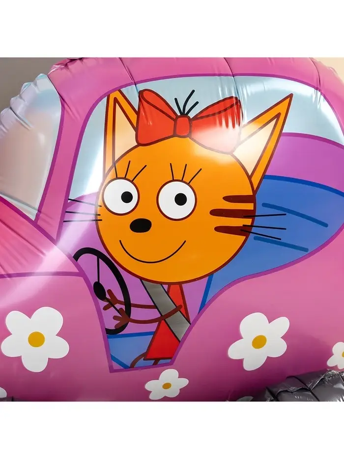 Воздушный шар фольгированный 3D 29" «Три Кота. Карамелька в машине»