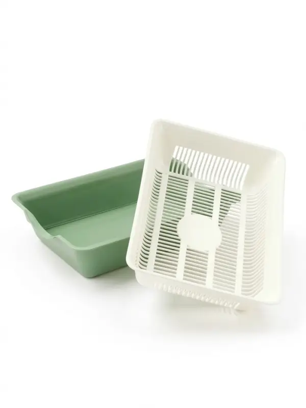 Туалет для кошек глубокий, 36&times;25&times;9 см, с сеткой, белый, мятный