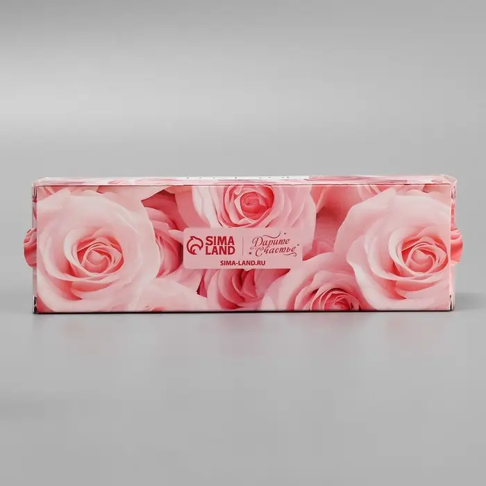 Коробка для макарун, кондитерская упаковка «Love you», розовые розы, 18 х 5.5 х 5.5 см