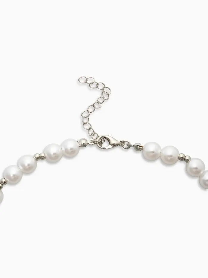 Кулон на жемчужных бусах "Морская звезда", цвет белый в серебре