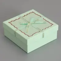 Набор подарочных коробок 3 в 1, квадратные, мятный, 19&times;19&times;9.8; 17&times;17&times;8; 15&times;15&times;6.5 см