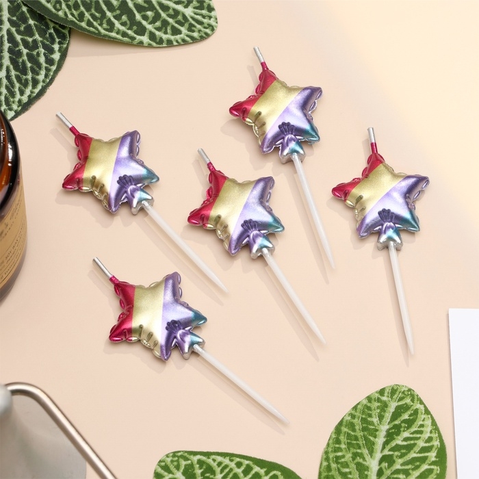 Набор свечей для торта, 5 шт  Набор свечей для торта, 5 шт "Воздушный шарик. Звезда", разноцветные