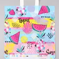 Пакет "Тропические фрукты", полиэтиленовый с петлевой ручкой, 38 х 42 + 3 см, 37 мкм